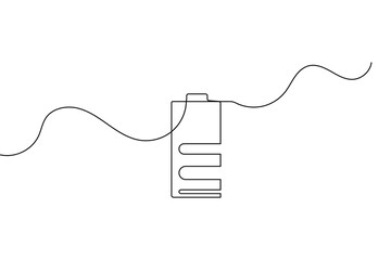 Obraz premium Minimalist battery icon one line art drawing concept of energy and power vector illustration
