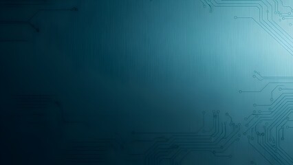 Abstract Teal Blue Background Featuring Electronic Circuit Board Elements with Subtle Textures Creating a High Tech Aesthetic Gradient Lighting