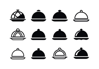 Fototapeta premium Cooking Show Logos. cooking show. Icon set. Set Logo of cooking show: cloche tray symbol. harmonious logo variations of the same emblematic concept, each with