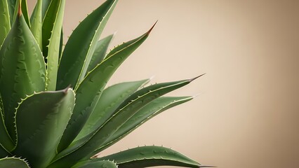 Fototapeta premium A detailed close-up shot of a succulent plant showcasing its green leaves and sharp thorns