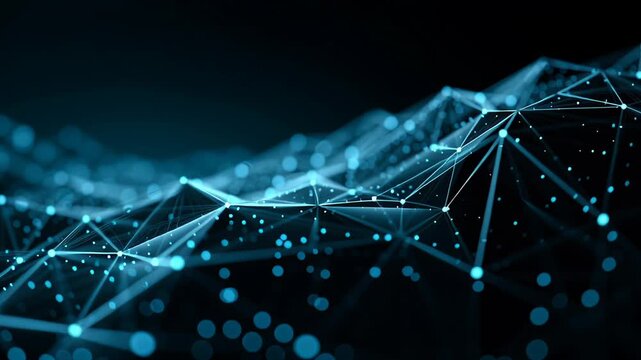 abstract, background, blue, glow, polygonal, line, dot, dark, black, backdrop, digital, network, space, technology, concept, connection, design, futuristic, illustration, structure, wallpaper, mesh, l