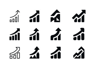 Fototapeta premium Trend Icon Variations. Trends and innovations. Icon set. Set Logo of trends and innovations: upward trend arrow. harmonious logo variations of the same