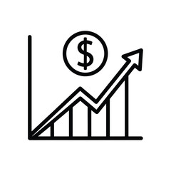 Business Growth and Financial Profit Icon with Upward Chart