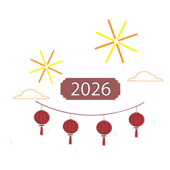 2026 Chinese New Year celebration, vector illustration