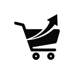 Shopping Cart with Up Arrow Sales Growth Icon