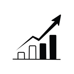 Upward Trending Bar Graph with Solid Arrow for Financial Success and Business Growth