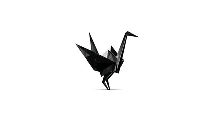 Fototapeta premium Black geometric bird design, origami style, with sharp angles on white background