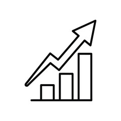Business Growth Chart Line Icon with Up Arrow