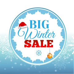 Square winter sale banner template with snowflakes on a soft blue background. Clean modern design perfect for social media posts, online promotions, seasonal advertising and winter marketing campaigns