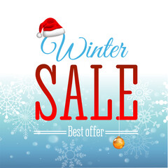 Square winter sale banner template with snowflakes on a soft blue background. Clean modern design perfect for social media posts, online promotions, seasonal advertising and winter marketing campaigns