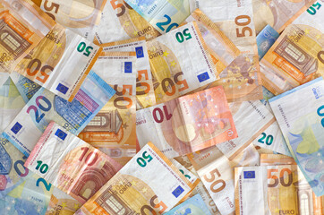 Colorful Euro Banknotes Scattered Across a Rich Cash Scene, European Currency Finance Concept