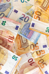 Colorful Euro Banknotes Scattered Across a Rich Cash Scene, European Currency Finance Concept