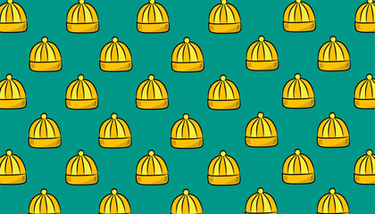 Beanie Hat Seamless Pattern Bold Color Decorative Background