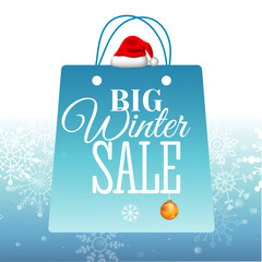 Square winter sale banner template with snowflakes on a soft blue background. Clean modern design perfect for social media posts, online promotions, seasonal advertising and winter marketing campaigns