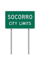 Vector illustration of the Socorro (New Mexico) green road sign on metallic posts