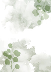 Elegant background with hand painted leaf watercolour design