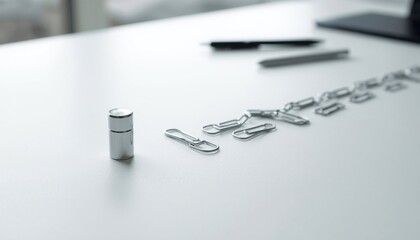 USB flash drives scattered on a white table.