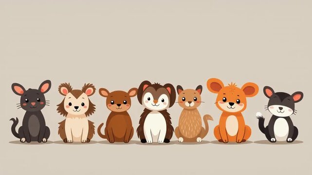 Adorable Collection of Cute Cartoon Animal Characters.