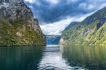 Fototapeta premium Inside passage of the Geiranger Fjord in Norway