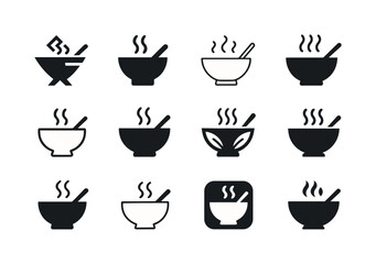 Fototapeta premium Global Breakfast Logos. Trying global breakfast traditions. Icon set. Set Logo of Trying global breakfast traditions: miso soup bowl. harmonious logo