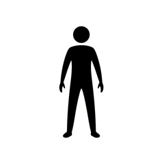 Simple black silhouette of a person standing in a frontal view