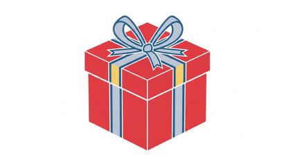 Obraz premium Red Gift Box with Blue Ribbon Isolated on White Background