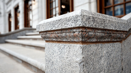 Court railing stone coping edge profile illustrating safety design, material finishing, courthouse circulation elements, and judicial architectural craftsmanship