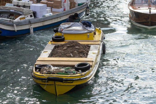 Venice, Italy, construction boats, maintenance vessels 