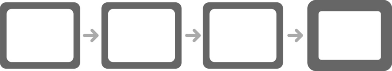 Minimal workflow process diagram with four steps connected by arrows