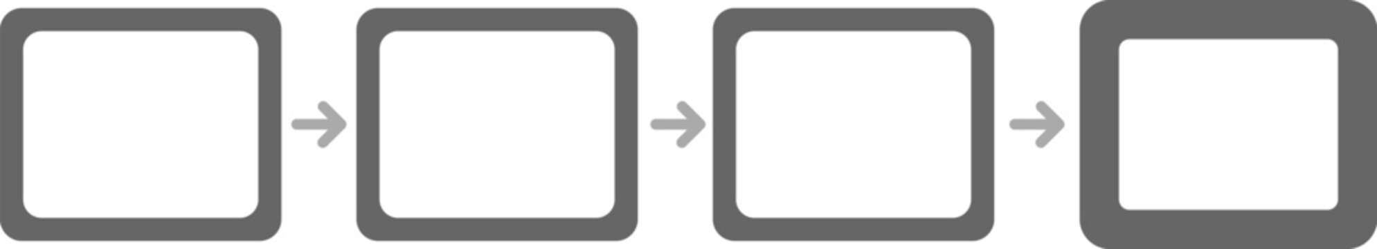Minimal workflow process diagram with four steps connected by arrows