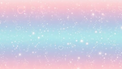 Fototapeta premium A pastel gradient background with sparkling stars and delicate heart shapes