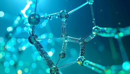 Molecular Bonds: Intricate network of molecular bonds shimmer with a vibrant aqua hue, symbolizing the interconnectedness of science and innovation.