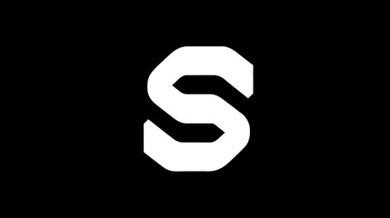 Fototapeta premium Stylized white letter S on black background, geometric modern initial for graphic design and branding concept