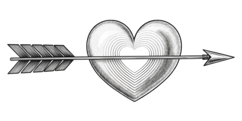 Heart with arrow illustration isolated on transparent background