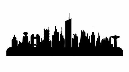 Obraz premium Modern city skyline silhouette with tall skyscrapers