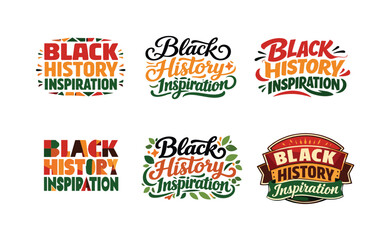 Obraz premium Harmonious Lettering Variations. Black history inspiration. Set lettering. harmonious lettering variations of the same emblematic concept, each with different