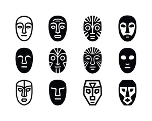 Cultural Heritage Icons. Cultural heritage tours and indigenous experiences. Icon set. Set Logo of cultural heritage tours and indigenous experiences: tribal