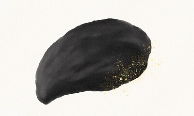 Naklejka premium Hand Painted Black Watercolor Paper Texture with Gold Accents On White Paper Background