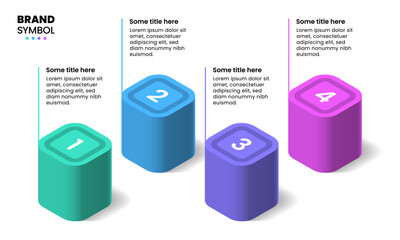 Infographics template. 4 isometric columns with numbers