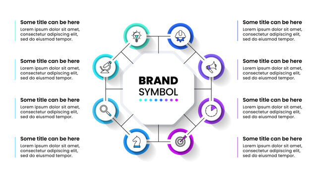 Infographic template. Octagon with icons and 8 steps