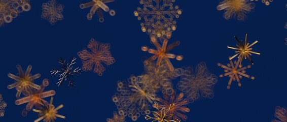Abstract snowflakes on a dark blue background. Perfect for winter, Christmas, and festive designs. Evokes a sens © vegefox.com