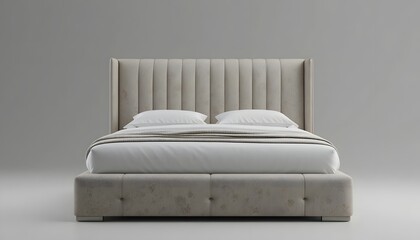 Elegant modern bed with plush headboard and comfortable bedding