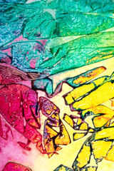 Fototapeta premium Abstract coloured ink geometric stained glass style paint background