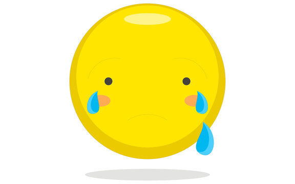Crying Yellow Emoji Face with Tears and Sad Expression