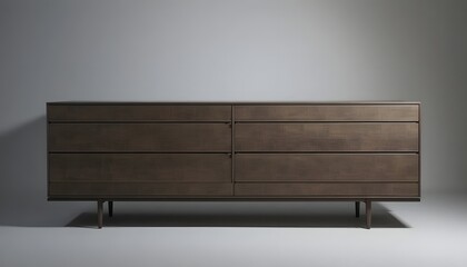 Modern dark brown wooden dresser with sleek metal legs