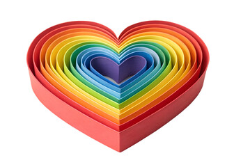Rainbow heart shape isolated on transparent background