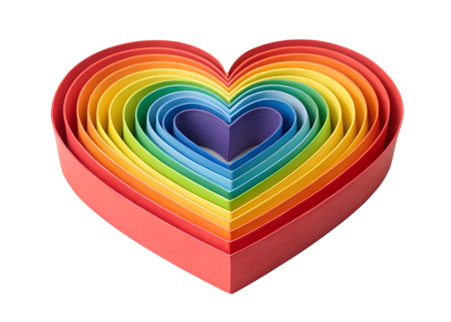 Rainbow heart shape isolated on transparent background - Powered by Adobe