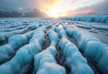 Melting Dramatic Ice Formations Wide-Scale Metamorphosis Erosion High Altitude Perspectives
