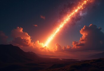 Shooting Star Igniting the Night Sky Flame Tail Streak Trails Astra Effect Fireball Phenomenon