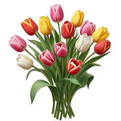 Obraz premium Vibrant tulip bouquet in full bloom isolated on transparent background